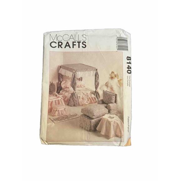 McCALLS 8140 Sewing Pattern Furniture For Barbie Dolls NEW UNCUT Loveseat, Chair - Picture 2 of 3